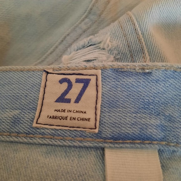 Free People Skirt Silver Lake Denim Mini High Rise Pleated Frayed Hem Size 27 - Picture 4 of 12